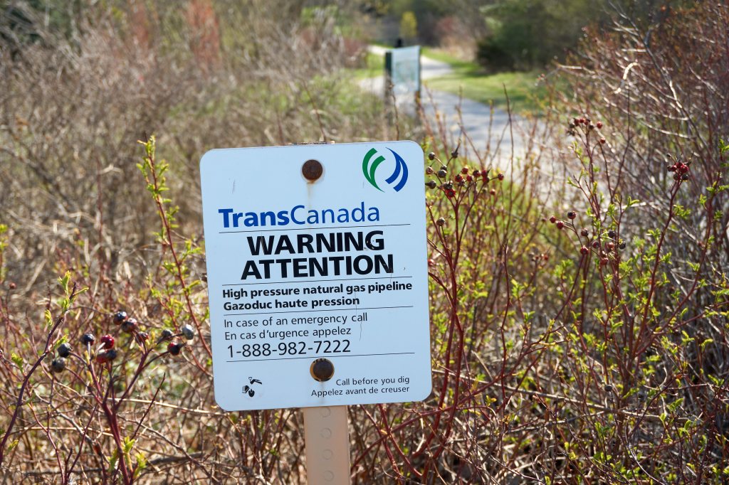 A TransCanada warning sign of buried natural gas pipeline